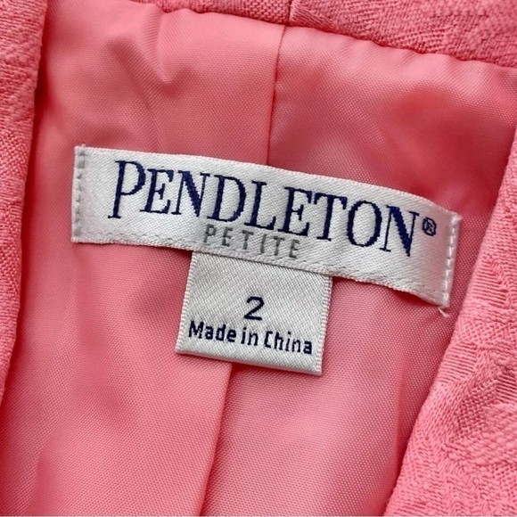 Pendleton Floral Short Sleeve Buttoned Blazer Jacket Peach Pink Size Petite 2 - Picture 5 of 7